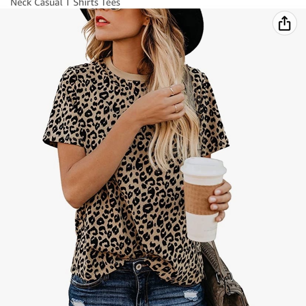 Leopard print short sleeve top size L